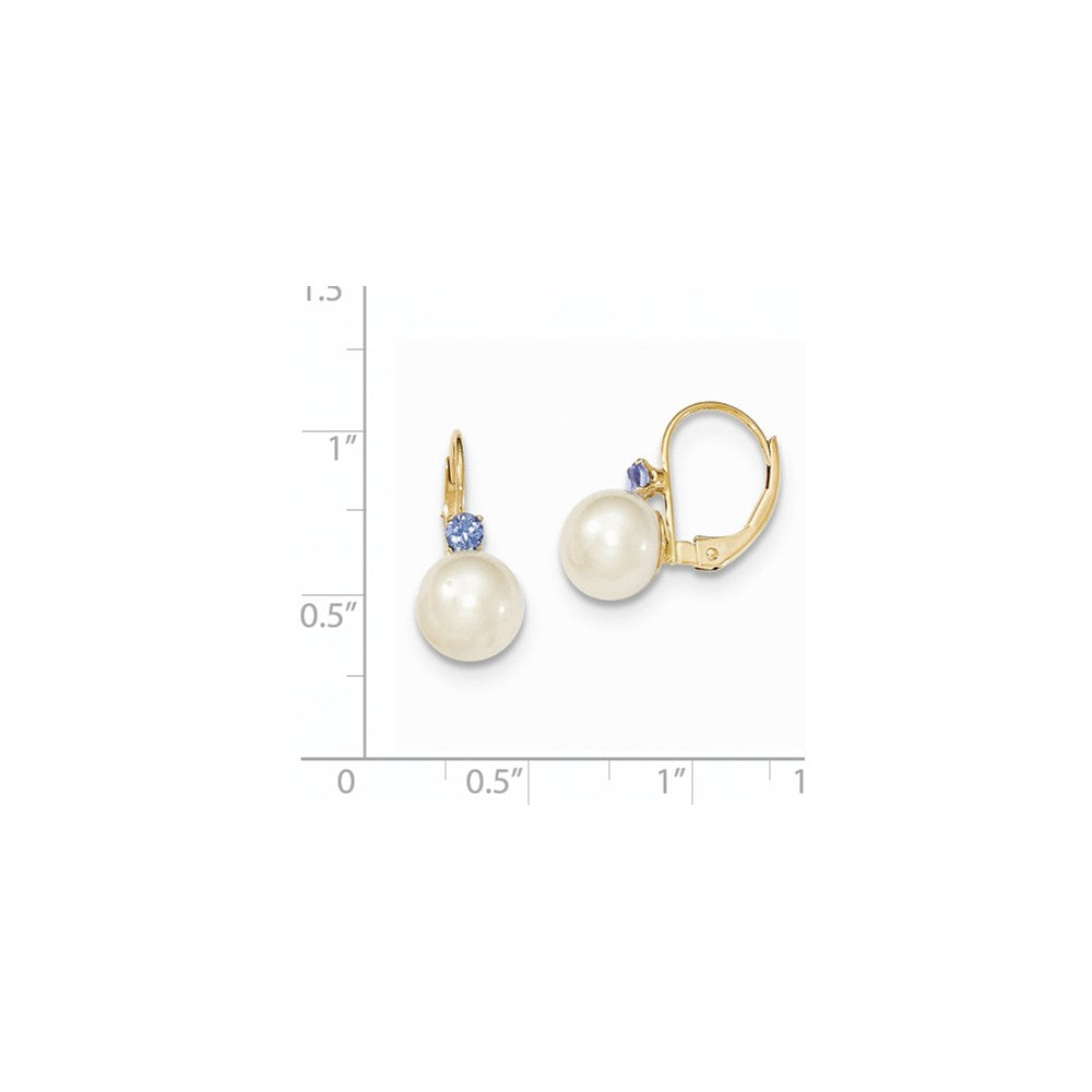 7-7.5 White Round FWC Pearl & Gemstone Leverback Earrings