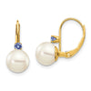 7-7.5 White Round FWC Pearl & Gemstone Leverback Earrings