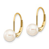 Round Freshwater Cultured Pearl Leverback Earrings