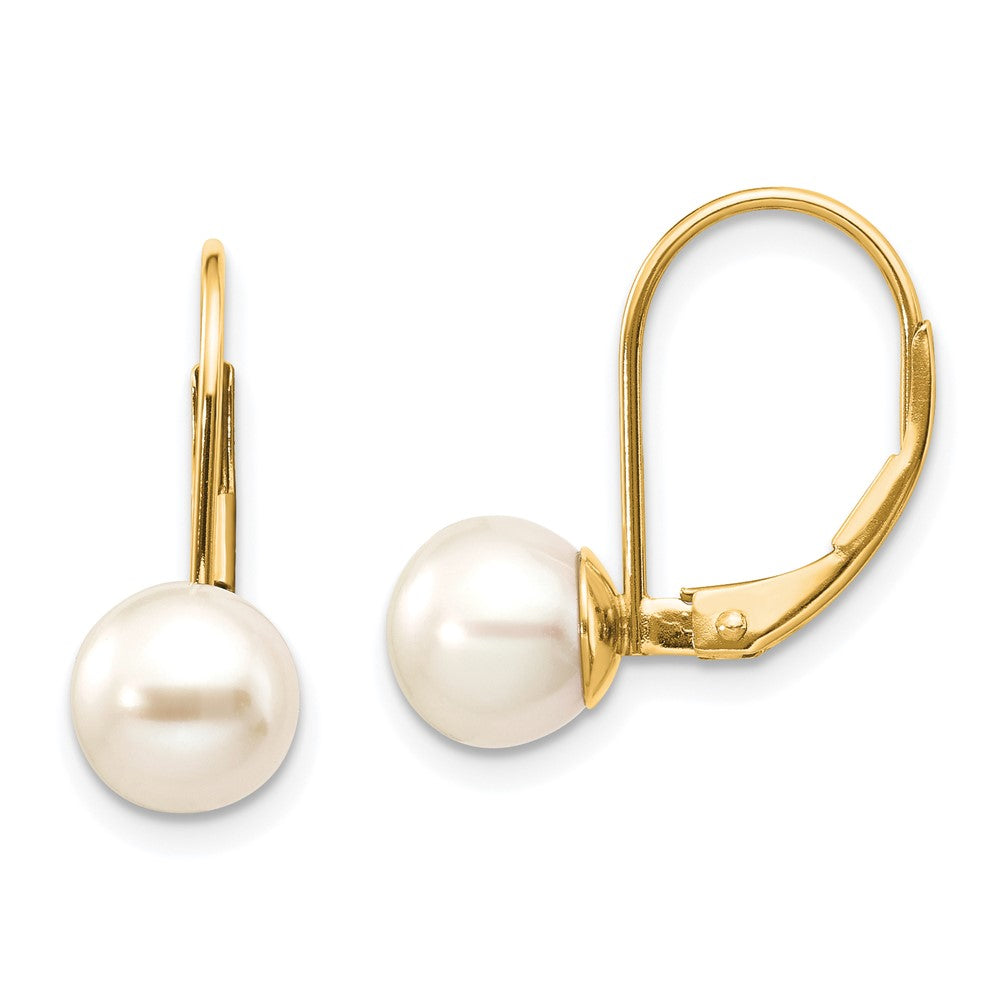 Round Freshwater Cultured Pearl Leverback Earrings