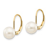 Round Freshwater Cultured Pearl Leverback Earrings