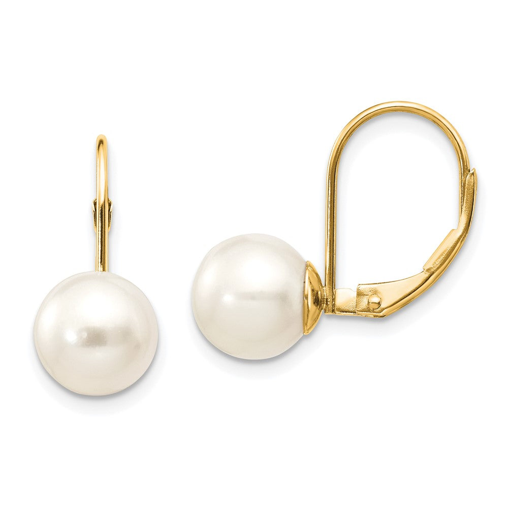 Round Freshwater Cultured Pearl Leverback Earrings