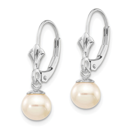 Gold FWC Pearl Dangle Leverback Earrings