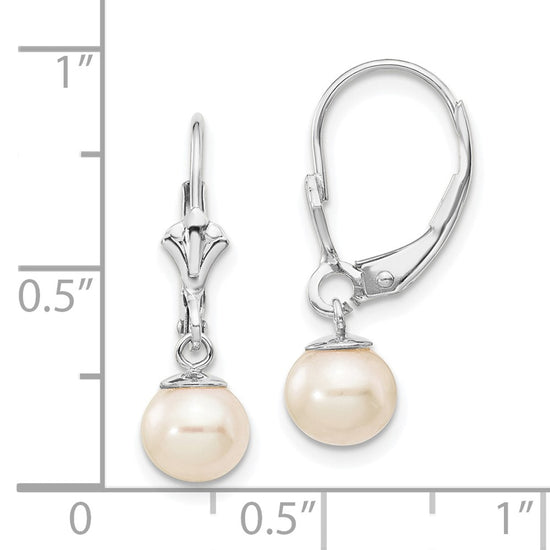 Gold FWC Pearl Dangle Leverback Earrings