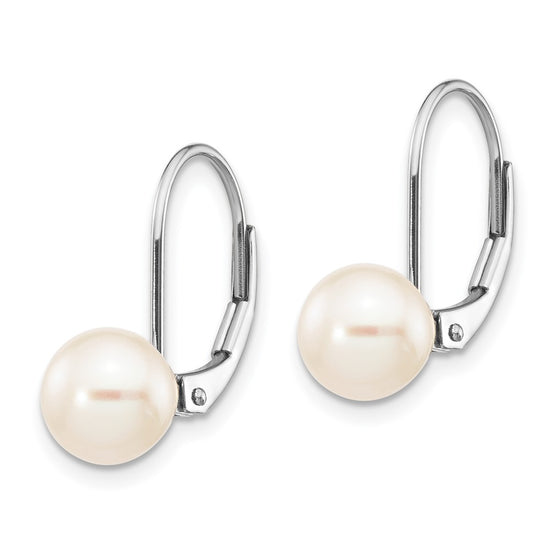 Round Freshwater Cultured Pearl Leverback Earrings