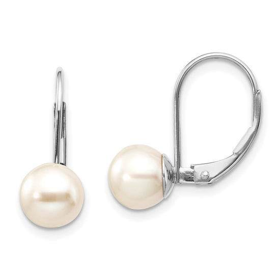 Round Freshwater Cultured Pearl Leverback Earrings