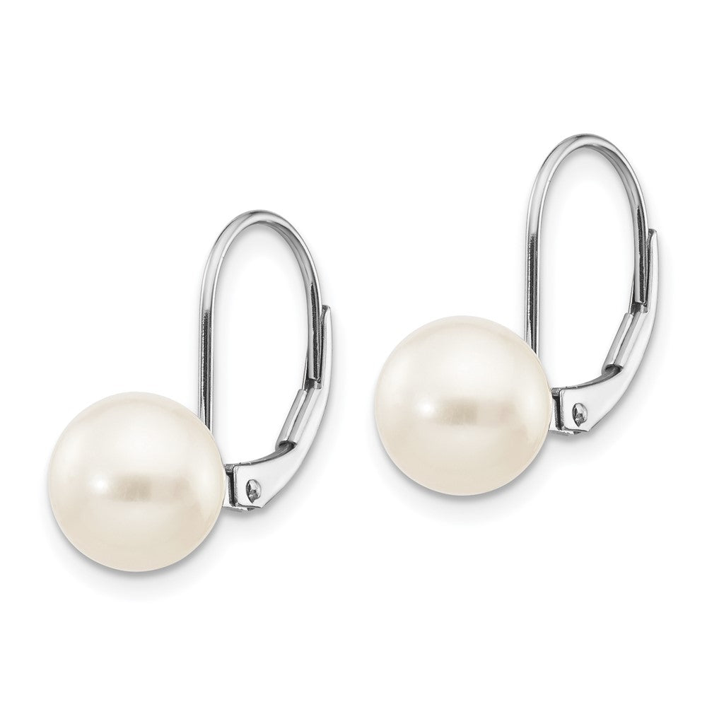 Round Freshwater Cultured Pearl Leverback Earrings