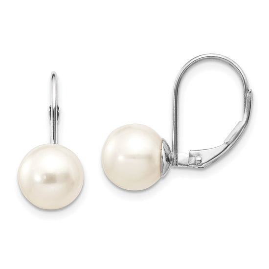 Round Freshwater Cultured Pearl Leverback Earrings