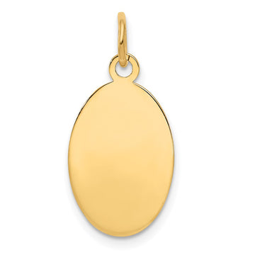 14kp Plain .035 Gauge Engravable Oval Disc Charm