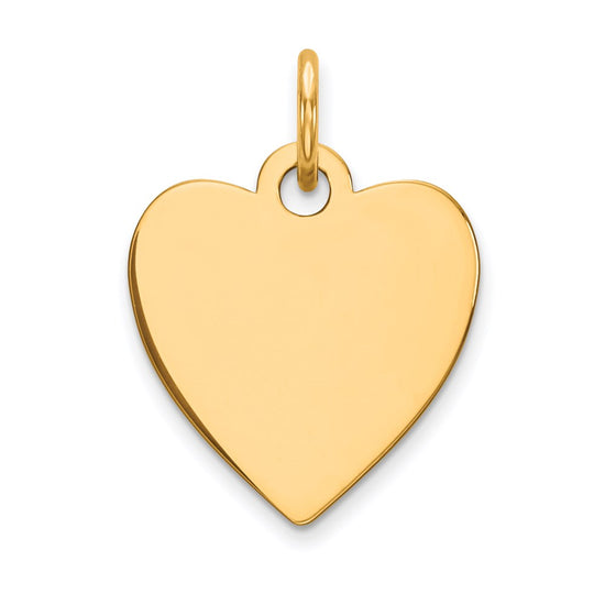 14k Plain .035 Gauge Engravable Heart 15x14mm Disc Charm