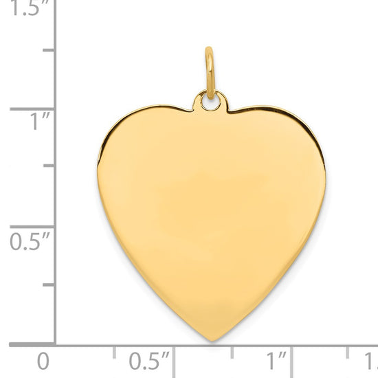 14k Plain .013 Gauge Engravable Heart 27x24mm Disc Charm