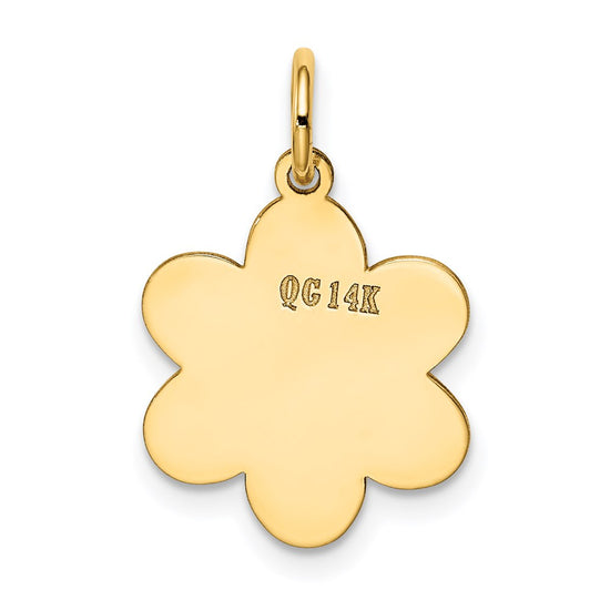 14k Plain .013 Gauge Engravable Flower 16x12mm Disc Charm