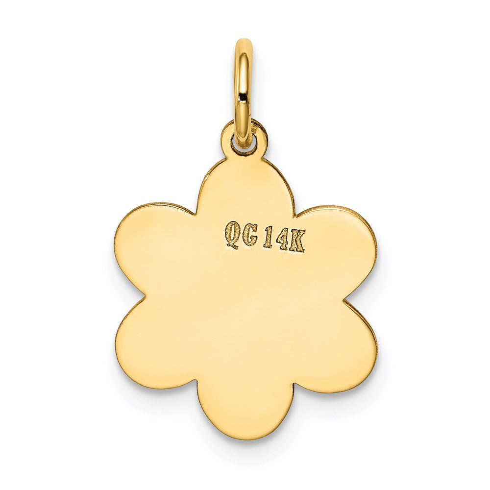 14k Plain .013 Gauge Engravable Flower 16x12mm Disc Charm