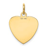 14k Etched Design .013 Gauge Engravable Heart 18x15mm Disc Charm