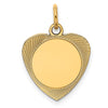 14k Etched Design .013 Gauge Engravable Heart 18x15mm Disc Charm