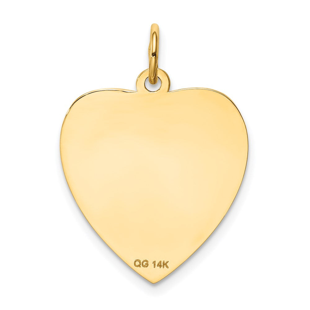 14k Etched Design .018 Gauge Engravable Heart 20x17mm Disc Charm