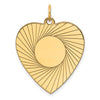 14k Etched Design .018 Gauge Engravable Heart 28x24mm Disc Charm