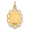 14k Plain .013 Gauge Engravable Oval Flower 21x15mm Disc Charm