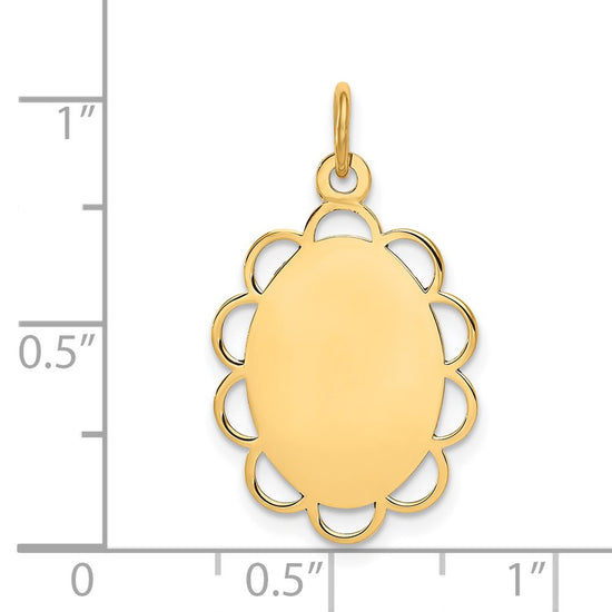 14k Plain .013 Gauge Engravable Oval Flower 21x15mm Disc Charm