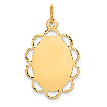 14k Plain .013 Gauge Engravable Oval Flower 21x15mm Disc Charm