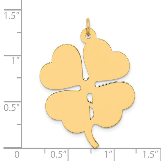 14k Plain .018 Gauge Engravable Clover 34x27mm Disc Charm