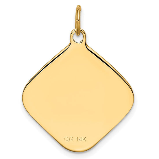 14k Patterned .018 Gauge Diamond-Shaped Engravable 24x21mm Disc Charm