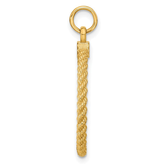 14k Patterned with Rope Edge .013 Gauge Engravable Round 27x21mm Disc with Satin Back