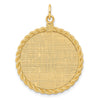 14k Patterned with Rope Edge .013 Gauge Engravable Round 31x26mm Disc with Satin Back
