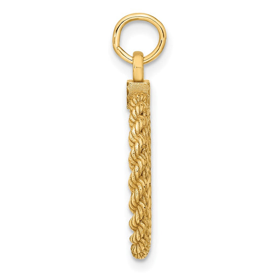 14k Plain .013 Gauge Round Engravable 22x17mm Disc with Rope Edge Charm