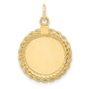 14k Plain .013 Gauge Round Engravable 22x17mm Disc with Rope Edge Charm