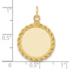 14k Plain .013 Gauge Round Engravable 22x17mm Disc with Rope Edge Charm