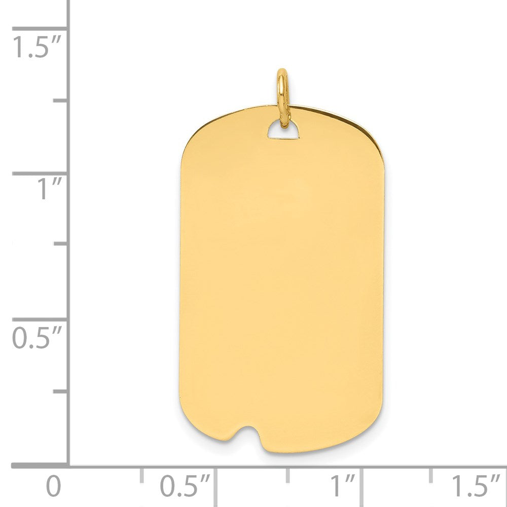 14k Plain .013 Gauge Engravable 31x18mm Dog Tag with Notch Disc Charm