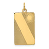 14k Patterned Sunburst with Diagonal Stripe .013 Gauge Engravable Rectangular 27x14mm Disc Charm