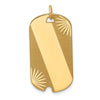 14k Patterned Sunburst with Diagonal Stripe .013 Gauge Engravable 28x15mm Dog Tag Disc Charm