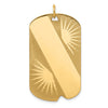 14k Patterned Sunburst with Diagonal Stripe .018 Gauge Engravable 36x21mm Dog Tag Disc Charm