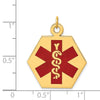 14k 22.5mm Hexagon Red Enameled Medical Jewelry Pendant