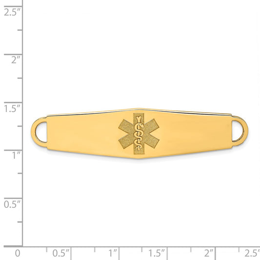 14k 60x13mm Non-enameled Oval Shape Medical ID Plate