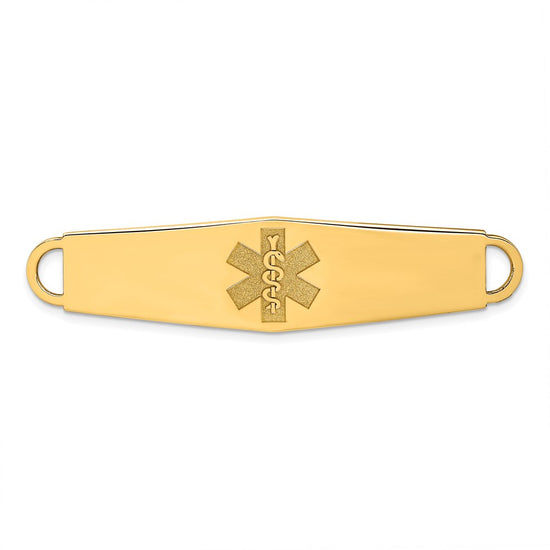 14k 60x13mm Non-enameled Oval Shape Medical ID Plate