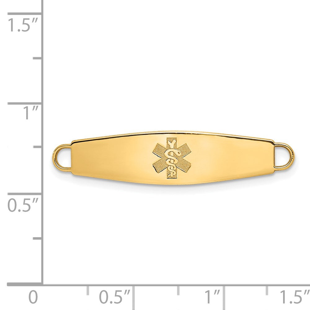 14k 34x8mm Non-enameled Oval Shape Medical ID Plate