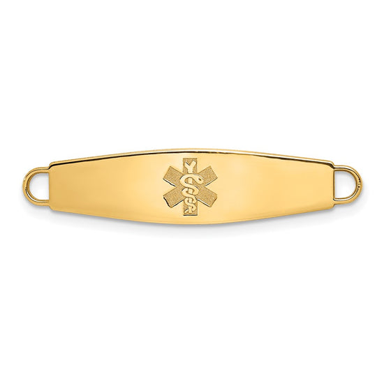 14k 34x8mm Non-enameled Oval Shape Medical ID Plate