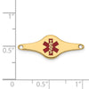 14k 25x9mm Red Enameled Shaped Medical ID Plate