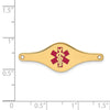 14k 34x12mm Red Enameled Shaped Medical ID Plate