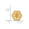 14k 9.5mm Hexagon Non-enameled Attachable Medical  Jewelry Emblem
