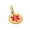 14k 9.5mm Round Red Enameled Medical Jewelry Pendant