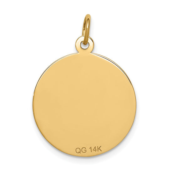 14k 19mm Round Non-enameled Medical Jewelry Pendant