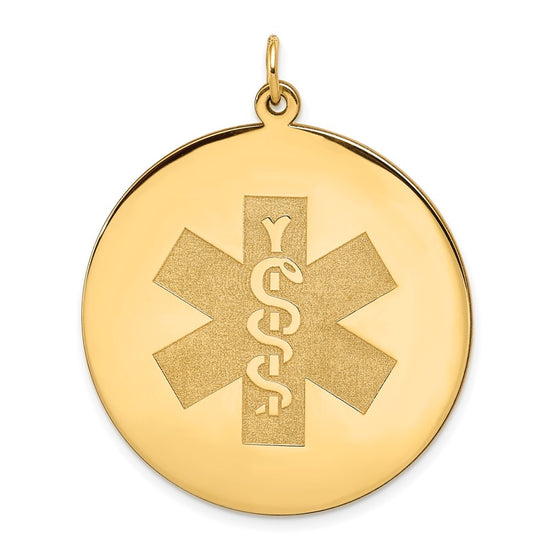 14k 32mm Round Non-enameled Medical Jewelry Pendant
