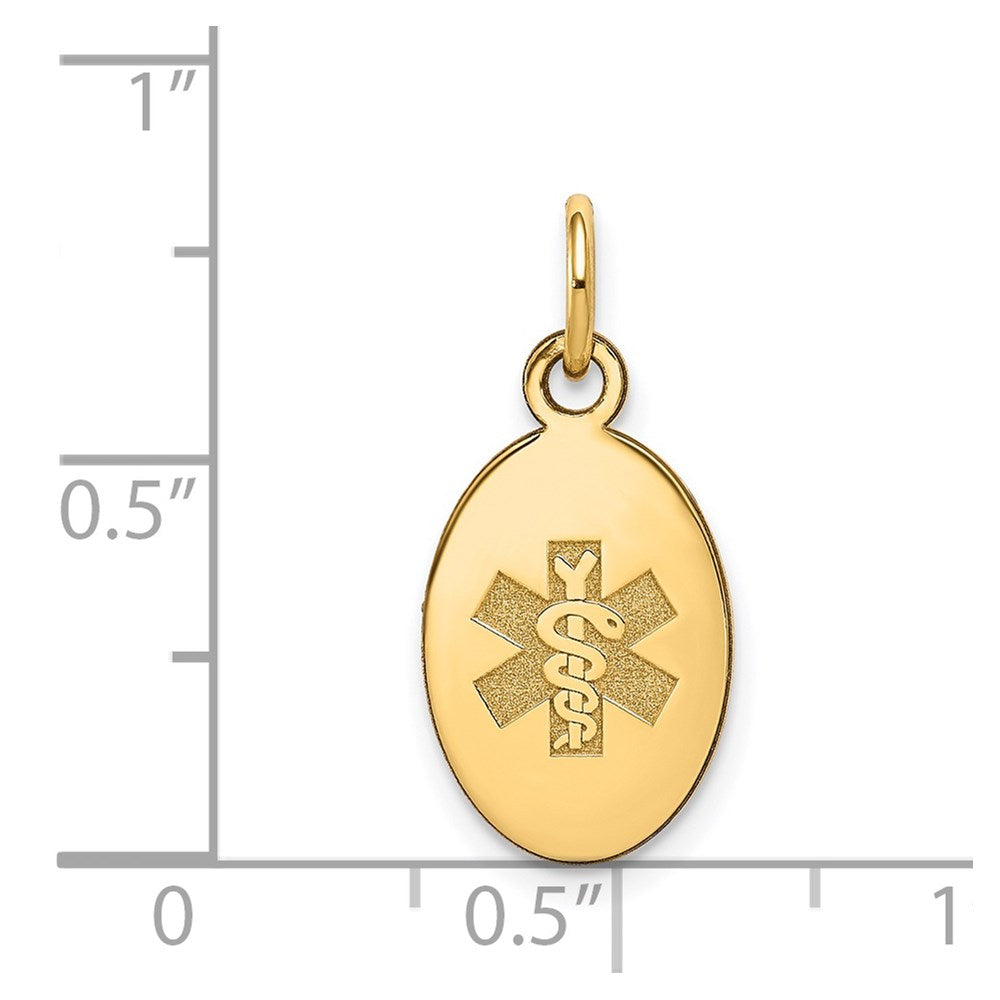 14k 16x9.5mm Oval Non-enameled Medical Jewelry Pendant