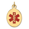 14k 23x16.5mm Oval Red Enameled Medical Jewelry Pendant