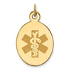 14k 23x16.5mm Oval Non-enameled Medical Jewelry Pendant