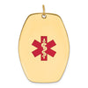 14k 36x27mm Red Enameled Medical Jewelry Pendant